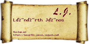 Lénárth János névjegykártya